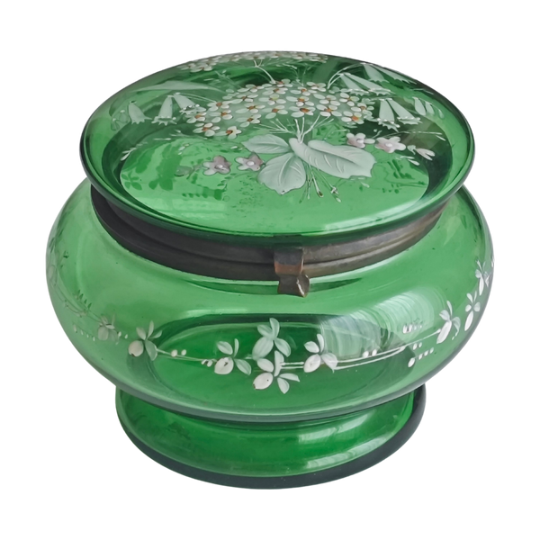 #5214 - Box Enamelled Painted Green Flowers