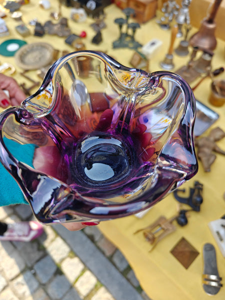 #1776 - Clear/purple murano bowl