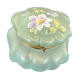 #5119 - Painted glass green floral box