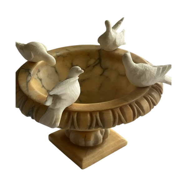 #6565 - alabaster bowl with bird's
