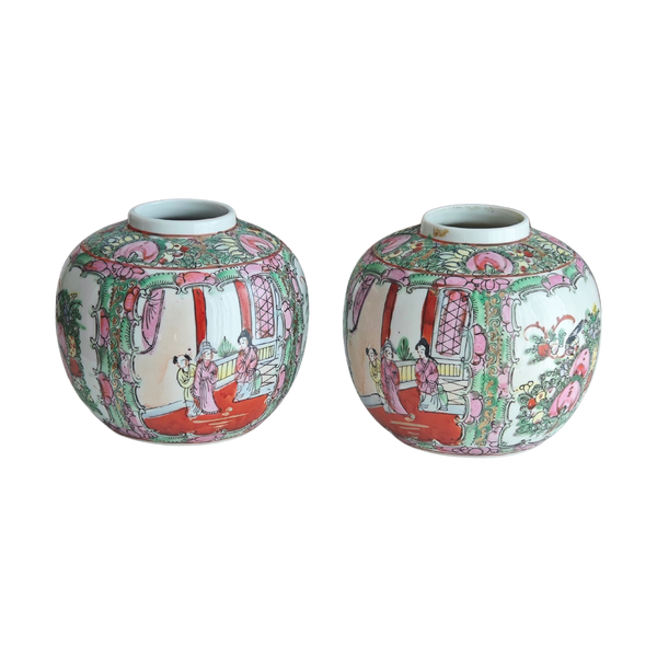 #5225 - Vintage famille rose chinese porcelain round vase