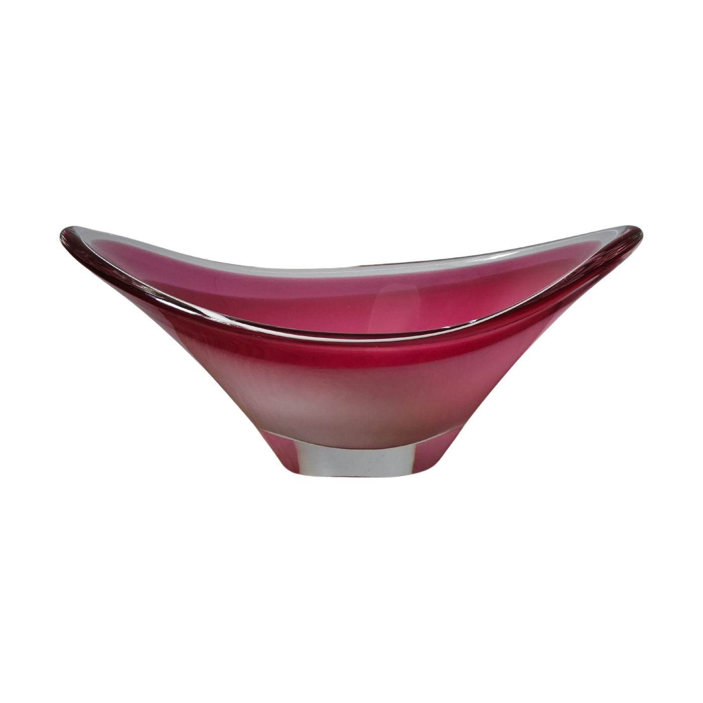 #1505 - Clear/fuchsia murano glass bowl