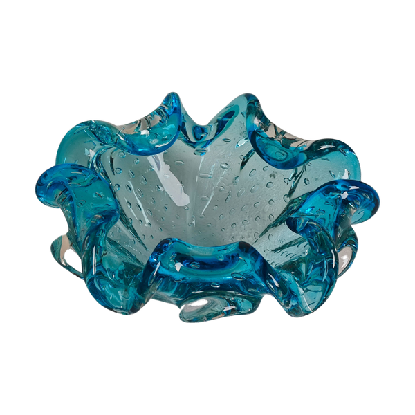 #5248 - Azure murano bowl with bubbles