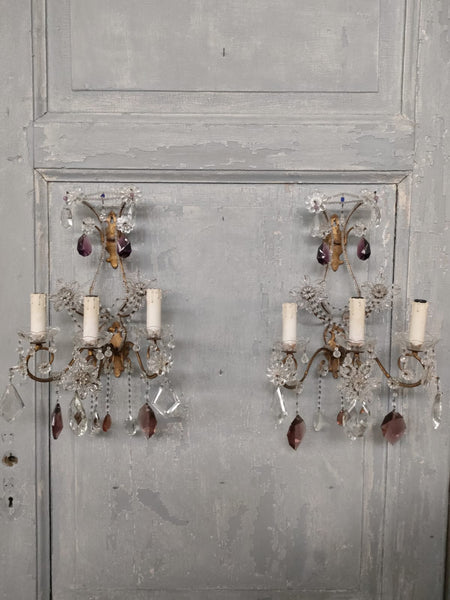 #7760-UCGG - Pair of Crystal Sconces