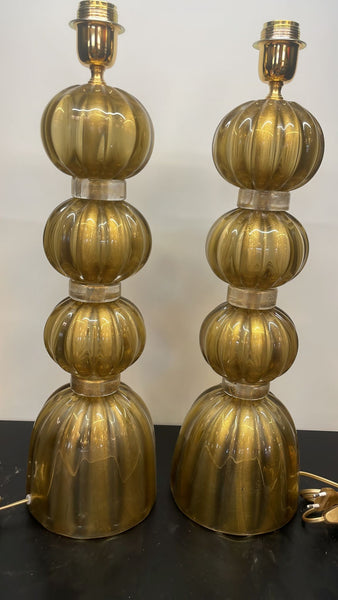 #7832-RUGG - Pair of Murano Lamps