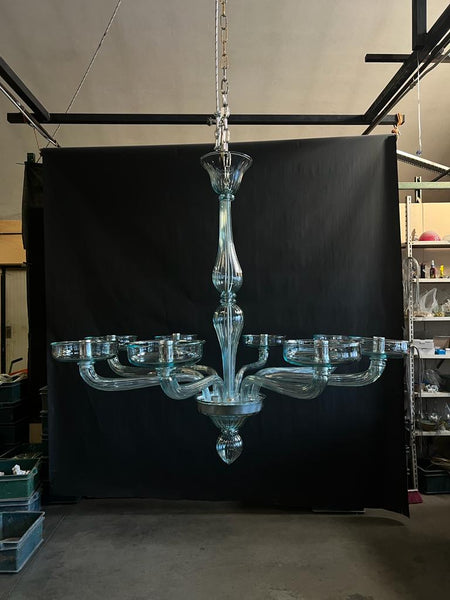 #8127 - Murano Houston Chandelier (Blue Avio)