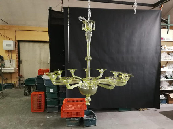 #8132 - Murano Dallas Chandelier in Green