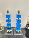 #8349-PNUG - Pair of Cobalt Blue Murano Lamps
