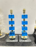 #8349-PNUG - Pair of Cobalt Blue Murano Lamps