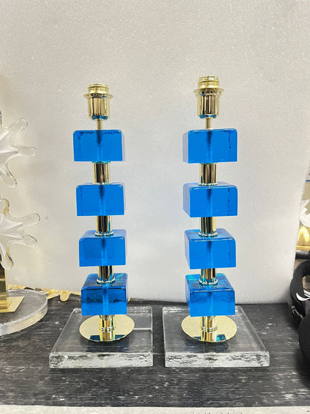 #8349-PNUG - Pair of Cobalt Blue Murano Lamps