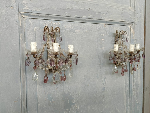 #8365-PAGG - Pair of Crystal Sconces