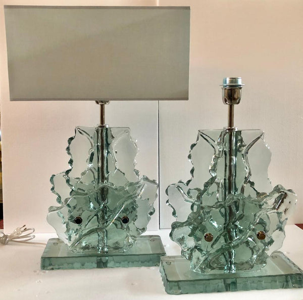 #6458-RUGG - Pair of Murano Lamps