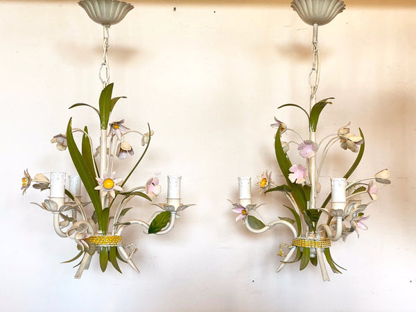 #7020-PUGG - Pair of Lacquered Metal Chandeliers
