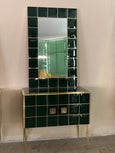 #7065-HUGG - Custom Glass Cabinet & Mirror