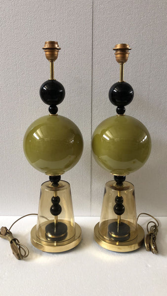 #7173-UIGG - Pair of Murano Lamps