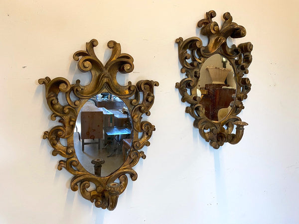 #6705-PIGG - Pair of Gilded Wood Wall Sconces, ca. 1920