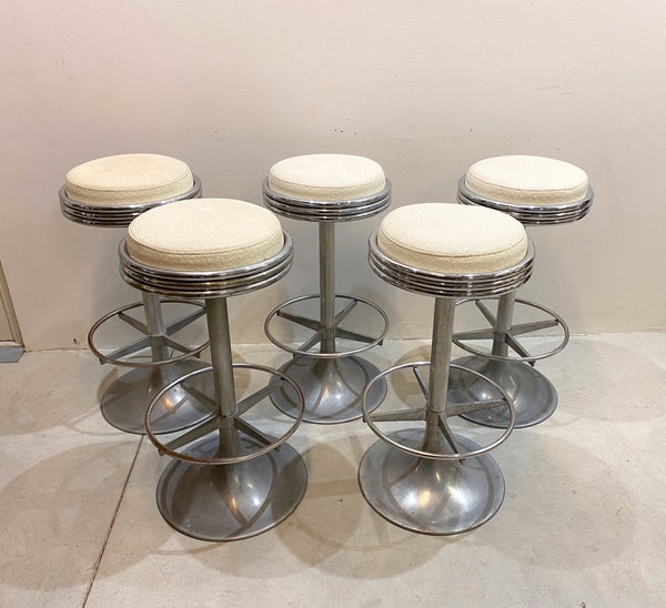 #6945-RUGG - Set of 5 Swivel Stools, Ca. 1970