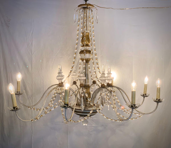 #6339-PGGGG - Tuscan Gilded Wood & Crystal Chandelier