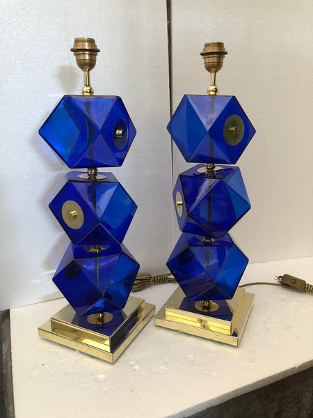 #6468-UIGG - Pair of Murano Lamps