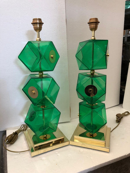 #6469-UIGG - Pair of Murano Lamps