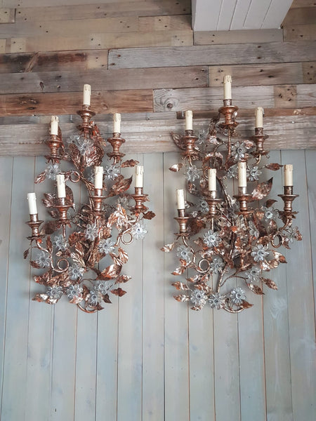 #6710-RAGG - Pair of Iron & Crystal Sconces
