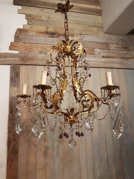 #6793-UIGG - Iron & Crystal Chandelier