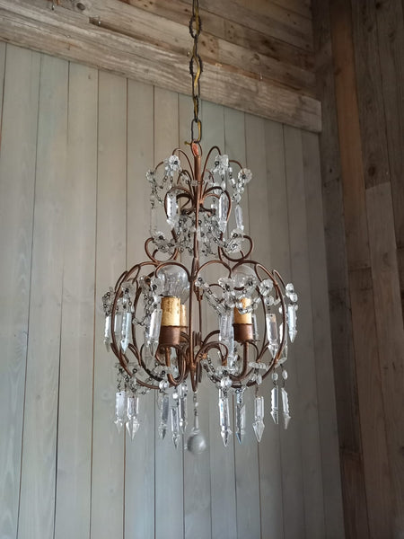 #6971-PGGG - Iron & Crystal Chandelier