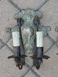 #8750 - Sconces silver back iron arms, pair