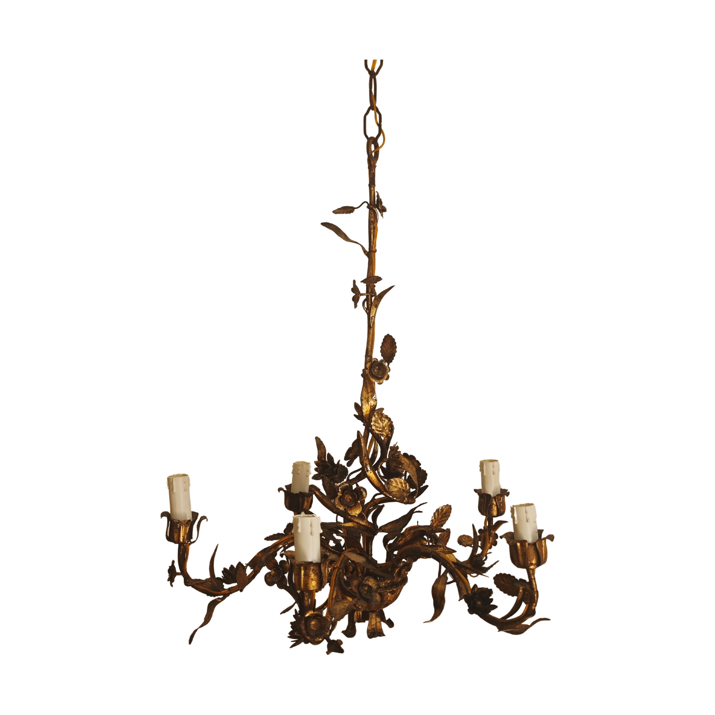 #5204 - 3 arm gold iron floral chandelier