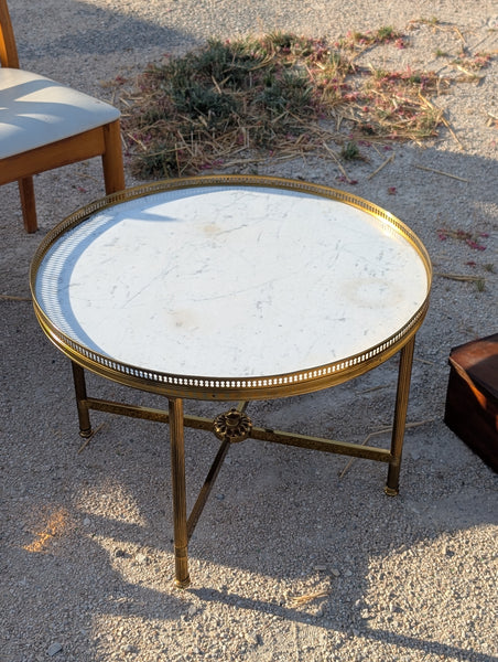 #8587 - Table marble top brass base