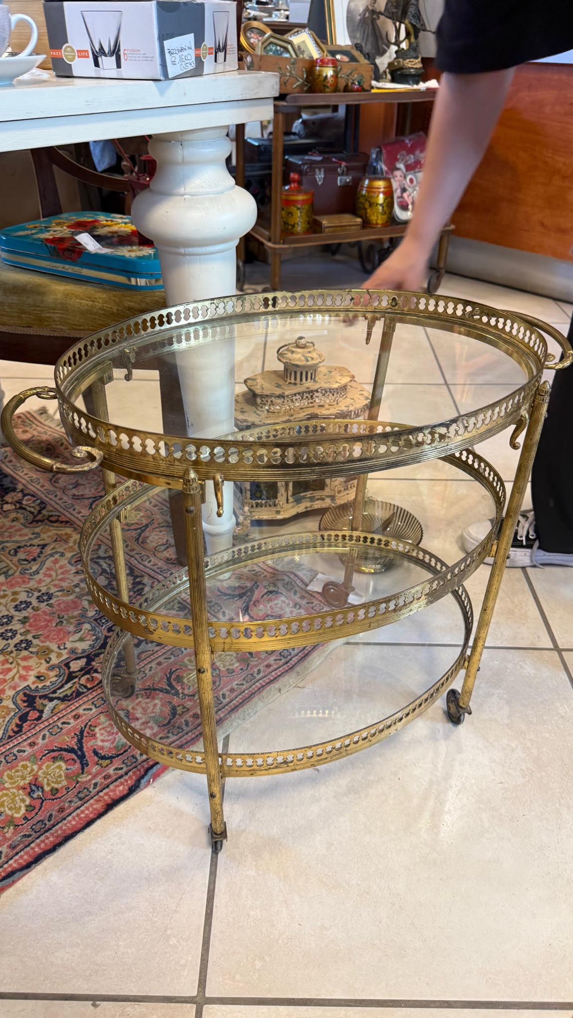 #8408 - brass bar cart