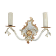 #8760 - sconces pair white and gold iron