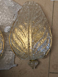 #8730 - pair Murano leaf sconces with finneal