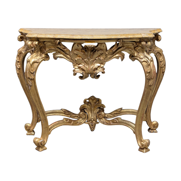 #5866 - gold marble top console