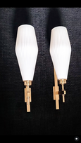 #7802 - large white glass sconces modern