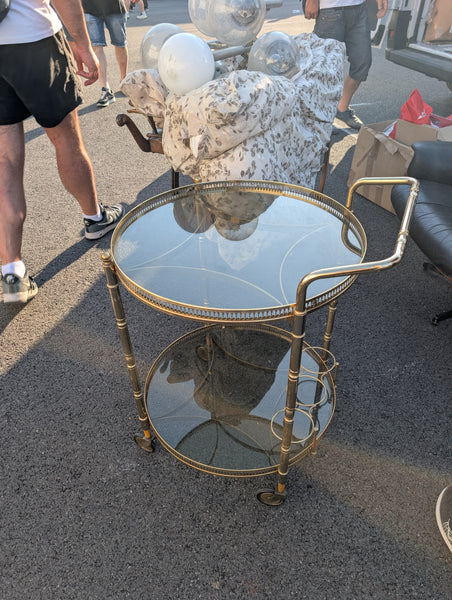 #8622 - bar cart round 2 level brass