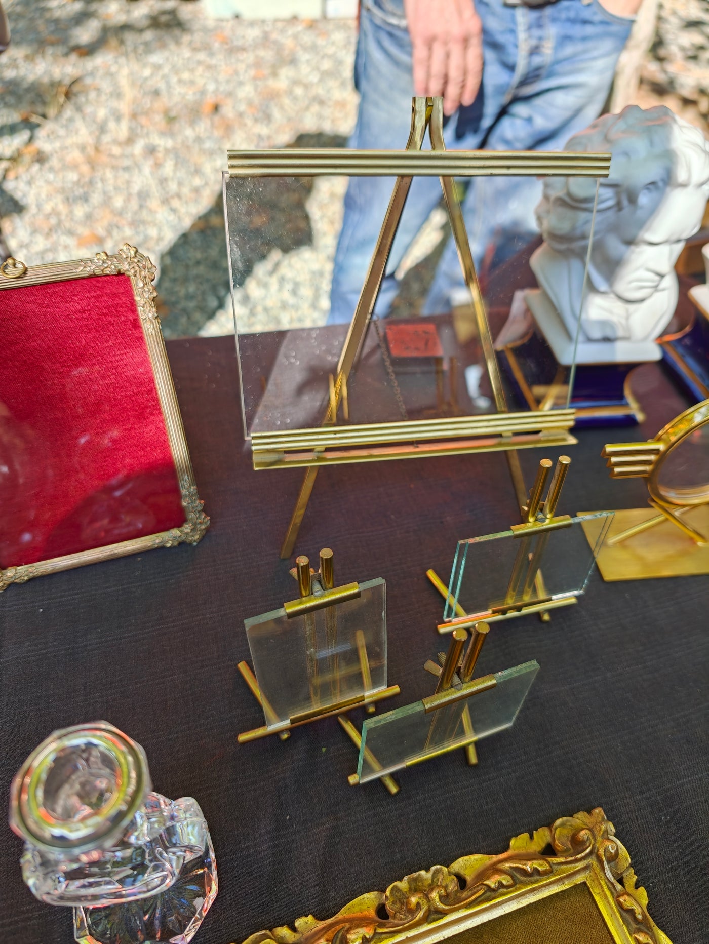 #8719 - Frames 3 easel frames brass glass