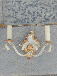 #8760 - sconces pair white and gold iron