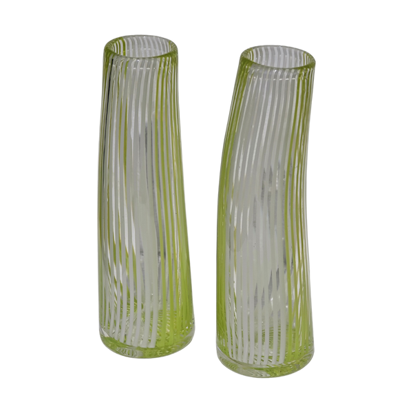 #5551 - Green and white pair vases murano