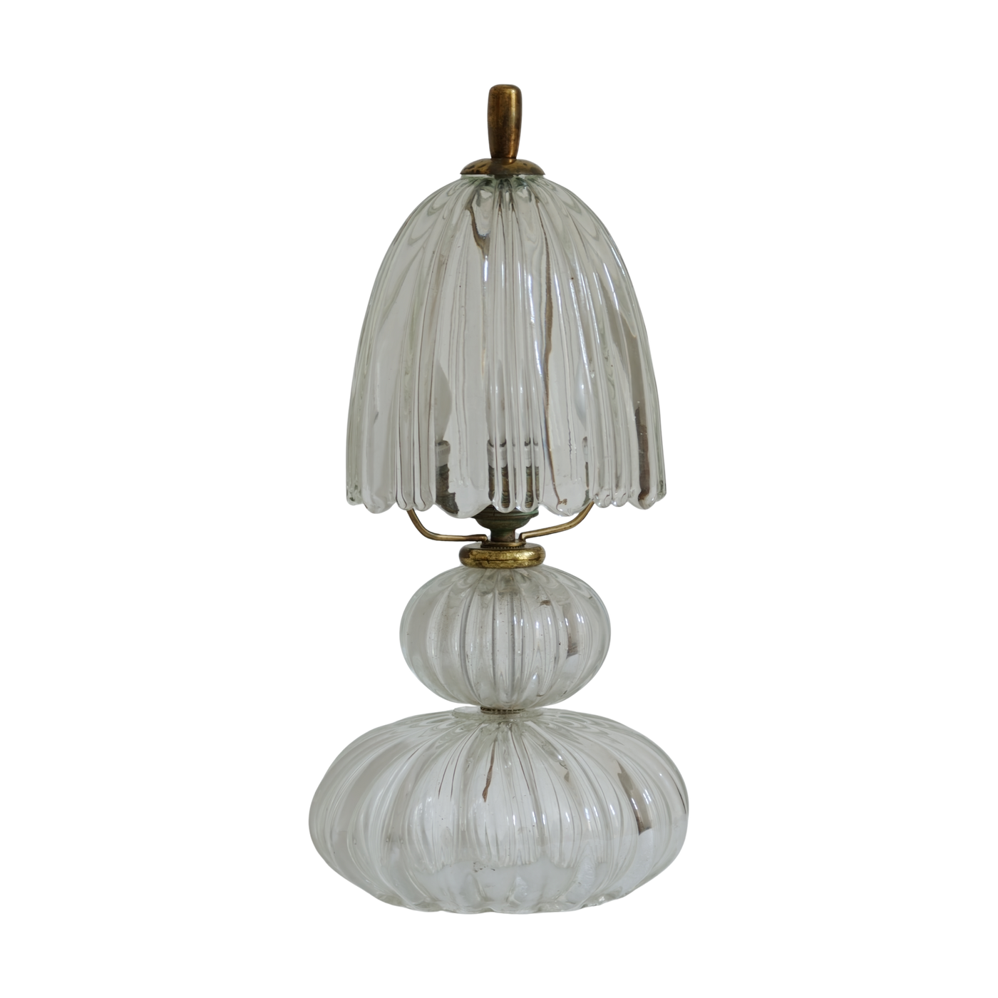 #8785 - Lamp all glass with glass shade, medium size