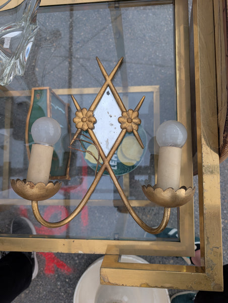 #8593 - sconces iron gold with mirror