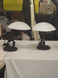 #5028 - pair lamps glass and with marlble base