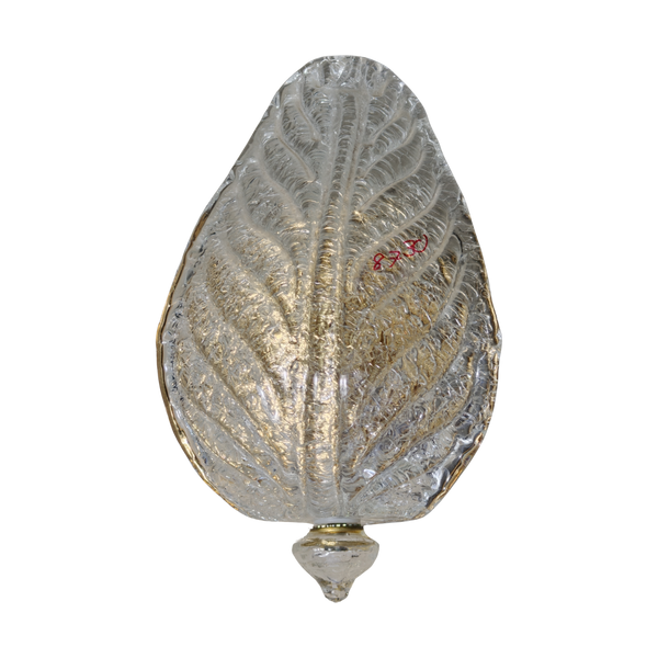 #8730 - pair Murano leaf sconces with finneal