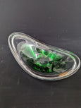 #863 - Flat bowl green transparent