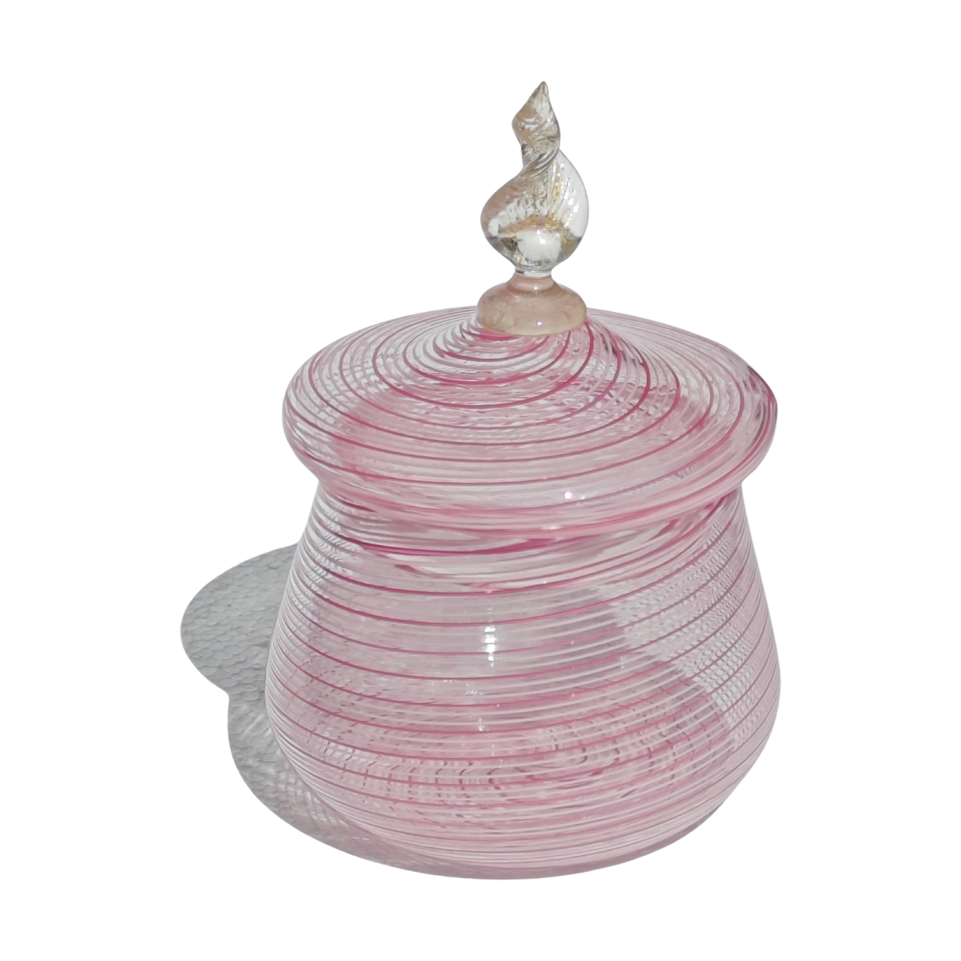 #5549 - Venini pink strip dish with lid