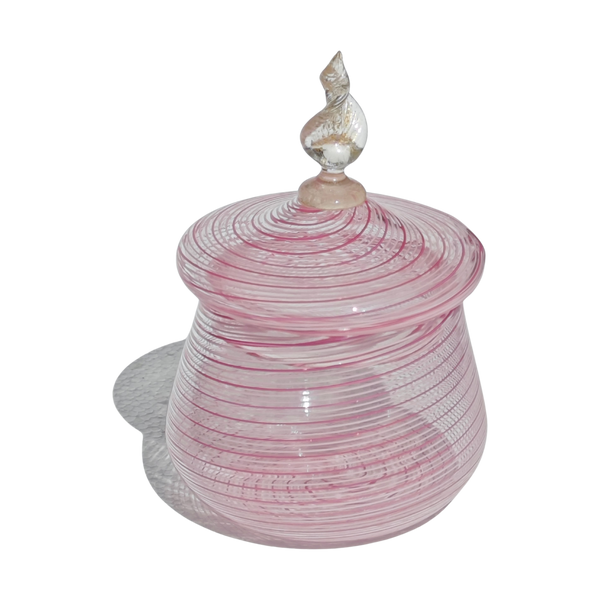 #5549 - Venini pink strip dish with lid