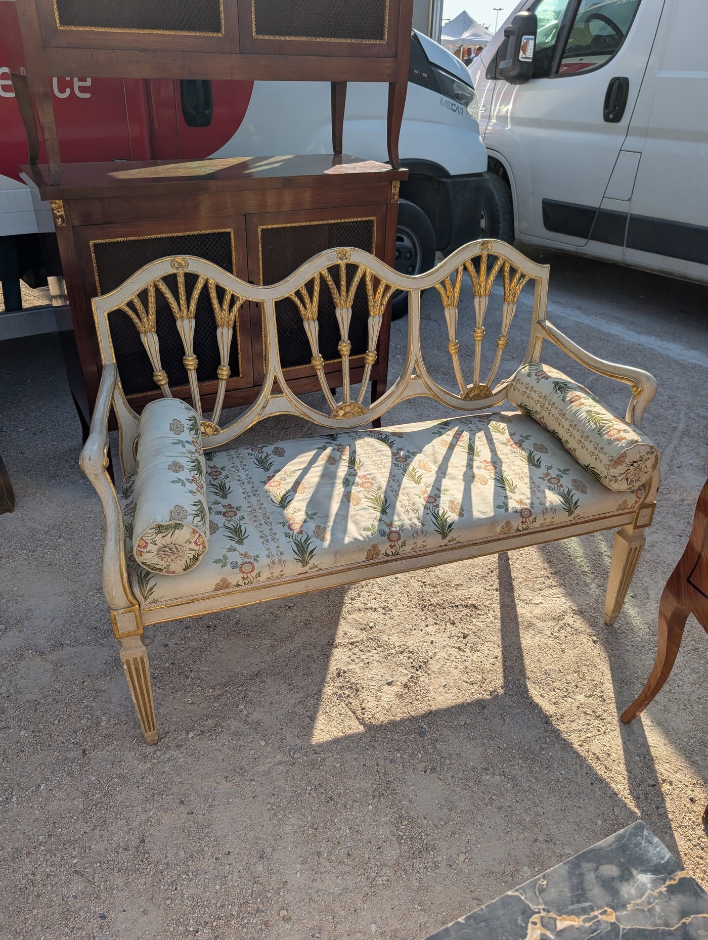 #8597 - bench Naples white settee