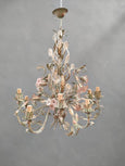 #7709-UAGG  -Iron Chandelier w/ Murano Glass Flowers