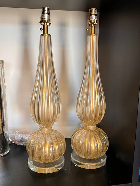 #7772-RUGG - Pair of Murano Lamps