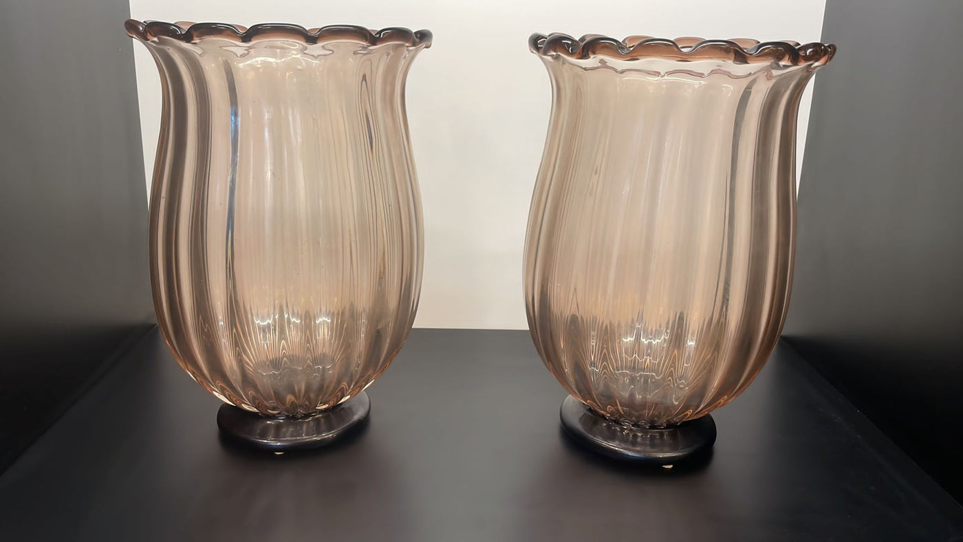 #7838-RGGG - Pair of Vintage Murano Vases